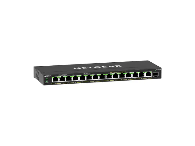 16-poorts PoE+ Gigabit Ethernet Plus-switch (180 W) met 1 SFP Poort
