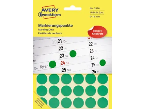 Avery Zweckform Ronde etiketten diameter 18 mm groen 1056 stuks