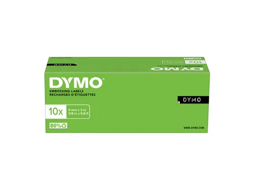 Labeltape Dymo rol 9mmx3M glossy vinyl prof zwart 520109