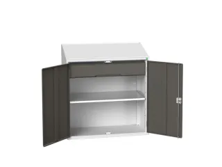 lessenaarkast 1130x1050x550mm legbord en lade RAL7035 + RAL7016 - 1