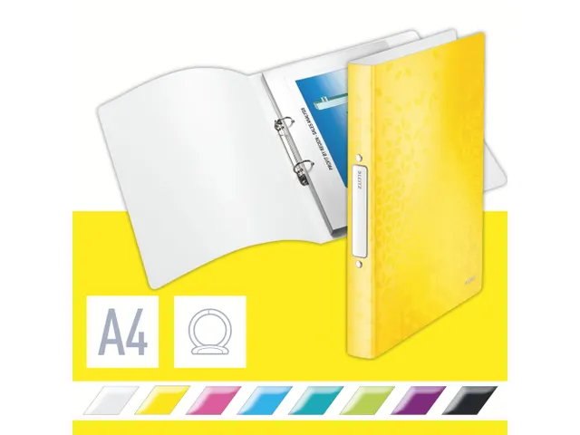 Ringband Leitz WOW A4 2-rings O-mech 25mm PP geel