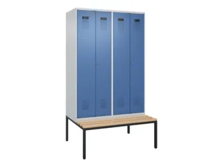 PBM-locker met bank,HxBxD 2120x1200x815mm,4vak,vak B 300mm - 2