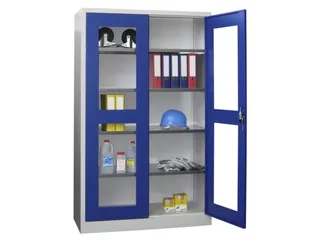 Vitrinekast Hxbxd 1950x1200x400mm Draaideuren Ral7035 Front Ral5010 - 1