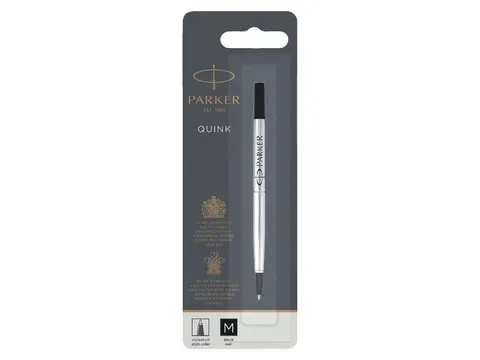 Rollerpenvulling Parker Quink medium zwart blister à 1 stuk