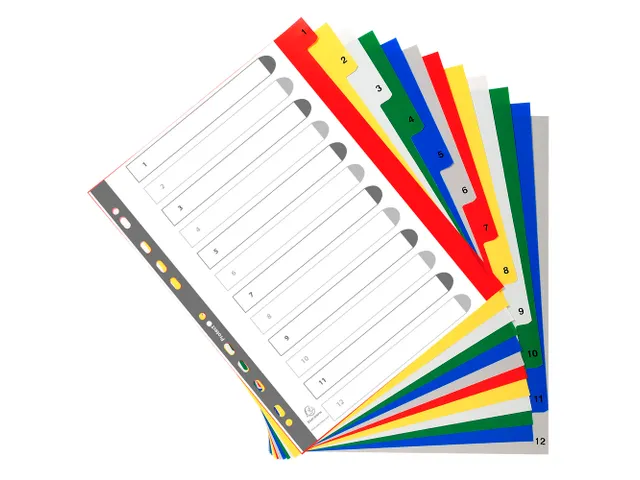 Tabbladen Polypropyleen A4+ 0.12mm 1-12 Bedrukte Tabs 12-Delig