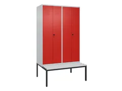 PBM-locker met bank,HxBxD 2120x1200x815mm,4vak,vak B 300mm