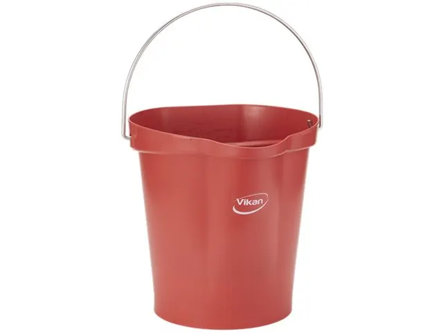 Vikan 56944 emmer 12 Liter met schenktuit Metaaldetecteerbaar Rood
