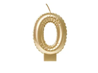 Verjaardagskaars cijfer 0 Folieballon Goud 10cm - 1