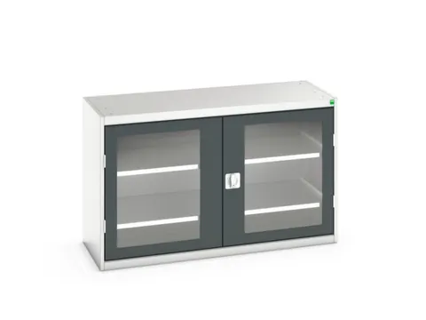 vitrinekast 800x1300x550mm 2xStalen bodem romp RAL7035 front RAL7016