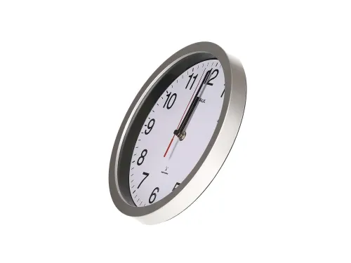 Wandklok MAUL Run RC Ø25x5cm kunststof zilver/wit incl batterij