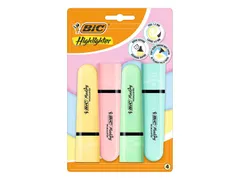 Markeerstift Bic blister à 4 pastelkleuren