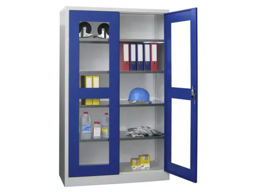 Vitrinekast Hxbxd 1950x1200x400mm Draaideuren Ral7035 Front Ral5010