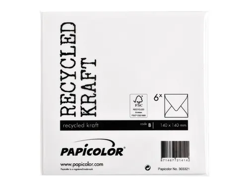 Envelop Papicolor 140x140mm Kraft wit Gegomd