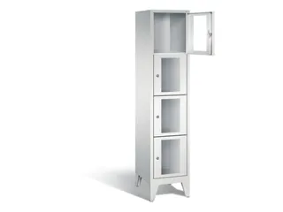 lockerkast 1850x420x500mm 1x4 vakken Cilinderslot Poten, RAL7035 - 1