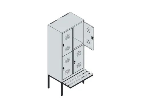 Dubbeldekse dekenkist,HxBxD 1950x800x815mm,2x2vak.,vak B 400mm