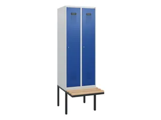 locker met bank,HxBxD 1950x600x815mm,2vak,vak B 300mm,cilinderslot - 2