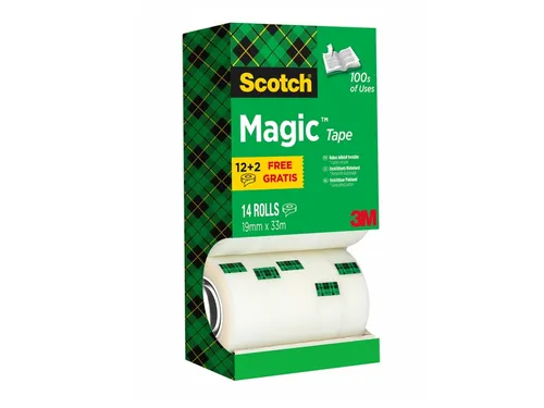 Plakband Scotch Magic 810 19mmx33m onzichtbaar mat 12+2 gratis