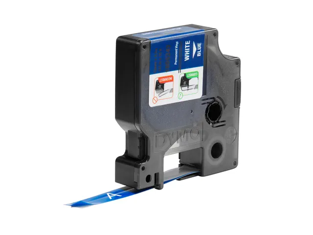 Labeltape Dymo Rhino 1805243 12mmx5.5m Vinyl Wit Op Blauw