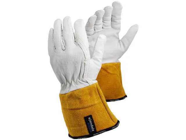 Tegera 130A lashandschoenen, wit/geel, maat 6, per 12 paar