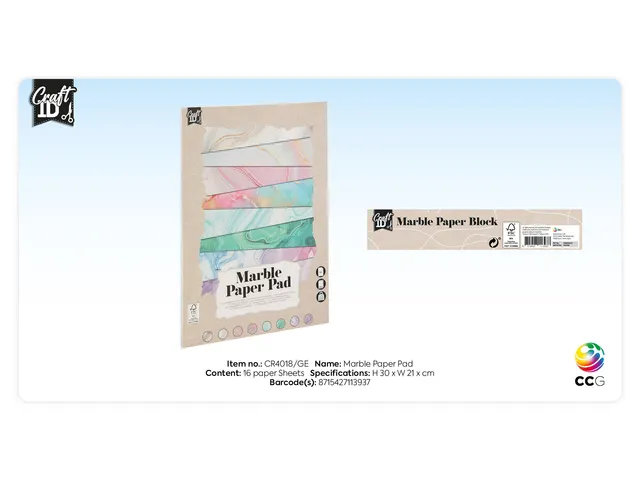 Hobbykarton CraftID A4 175gr marmer 16 vel