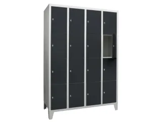 lockerkast,HxBxD 1850x1200x500mm,4x4vakken,RAL7035,front RAL7016 - 2