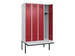locker met bank,HxBxD 2120x1200x815mm,4vak,vak B 300mm,cilinderslot