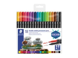 Viltstift Staedtler 3187 permanent dubbele punt 18 stuks assorti