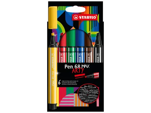 Viltstift STABILO Pen 68 Max Arty assorti etui à 6 stuks