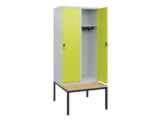 locker met bank,HxBxD 1950x800x815mm,2vak,vak B 400mm,draaigrendel - 2