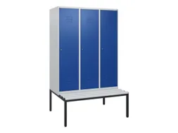 locker met bank,HxBxD 1950x1200x815mm,3vak,vak B 400mm,cil.-slot