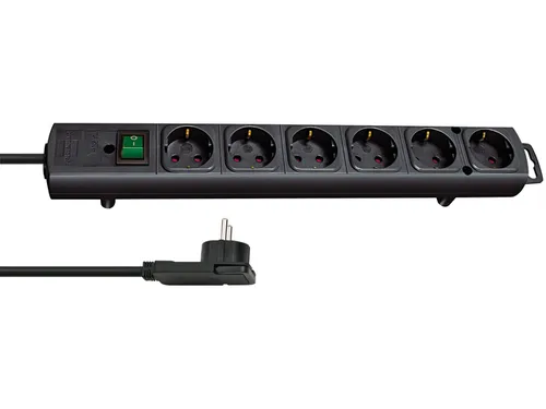 Stekkerdoos Brennenstuhl Comfort Plus 6vdig incl platte stekker 2m zw
