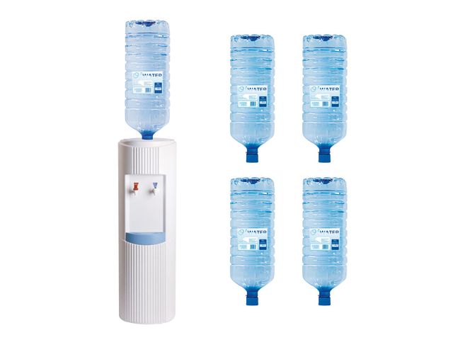 Watercooler Basic Wit + 4x Bronwater 18 Liter | WaterdispenserShop.nl