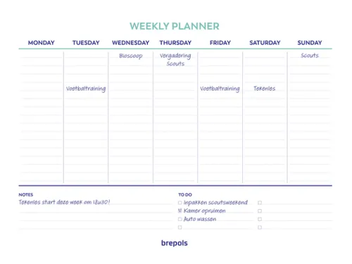 Planner Brepols Weekly planner A4 7d/1p Assorti