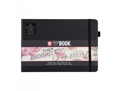 Schetsboek Sakura 80 witte vellen 140gr 210x148mm zwart