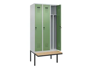 locker met bank,voor scheiding van kleding,HxBxD 2120x900x815mm,3vak - 1