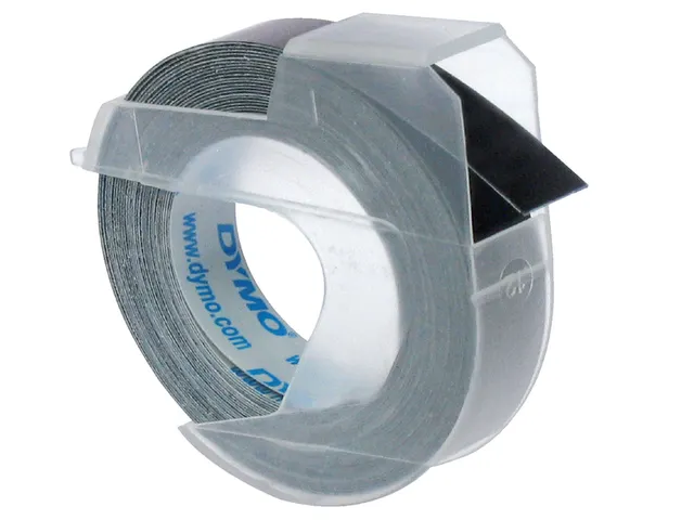 Labeltape Dymo rol 9mmx3M glossy vinyl prof zwart 520109