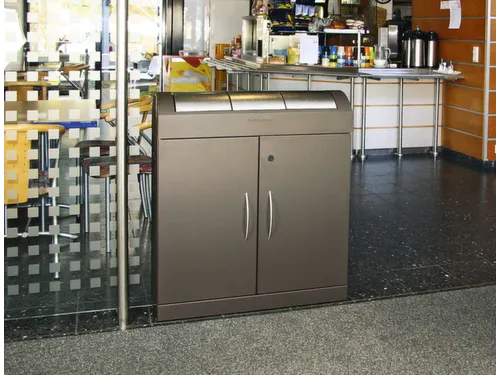 Afvalverzamelstation 3x45 Liter Romp Soft-Mokka Inworpkleppen Rvs