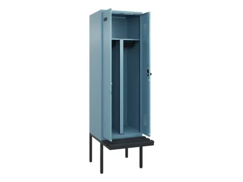 PBM-locker met bank,HxBxD 2120x600x815mm,2vak,vak B 300mm,draaigrendel