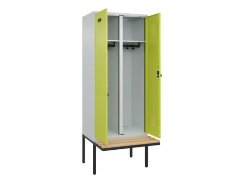 locker met bank,voor scheiding van kleding,HxBxD 2120x800x815mm,2vak