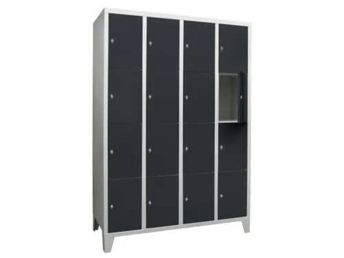 lockerkast,HxBxD 1850x1200x500mm,4x4vakken,RAL7035,front RAL7016