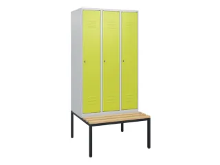 locker met bank,HxBxD 1950x900x815mm,3vak,vak B 300mm,cil.-slot - 1