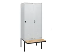 locker met bank,HxBxD 1950x800x815mm,2vak,vak B 400mm,draaigrendel
