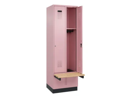 locker met bank,HxBxD 1950x600x815mm,2vak,vak B 300mm,cilinderslot