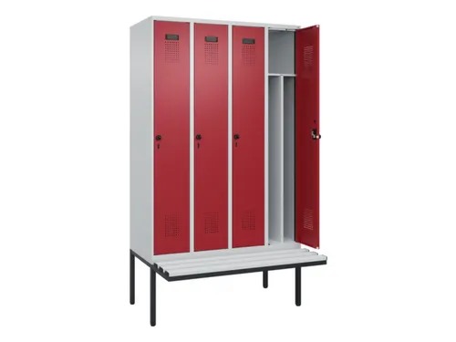 locker met bank,voor scheiding van kleding,HxBxD 2120x1200x815mm,4vak