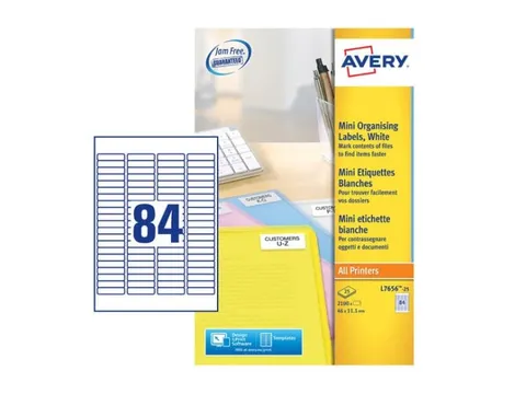 laseretiket Avery 46x11.1mm wit 25 vel 2100 stuks