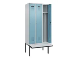 locker met bank,voor scheiding van kleding,HxBxD 2120x900x815mm,3vak