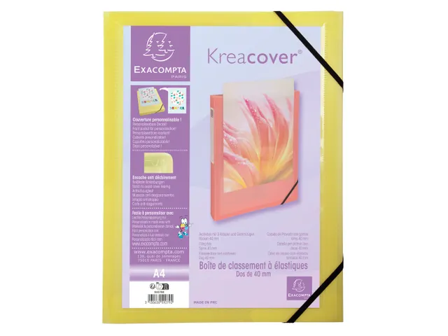 Boite de classement polypropylène Kreacover Pastel dos 40mm - A4 - Co