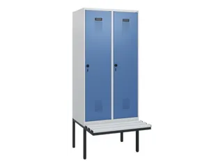 locker met bank,HxBxD 1950x800x815mm,2vak,vak B 400mm,draaigrendel - 2