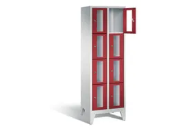 Lockerkast 1850x610x500mm 2x4 vakken Cilinderslot Poten, RAL3003