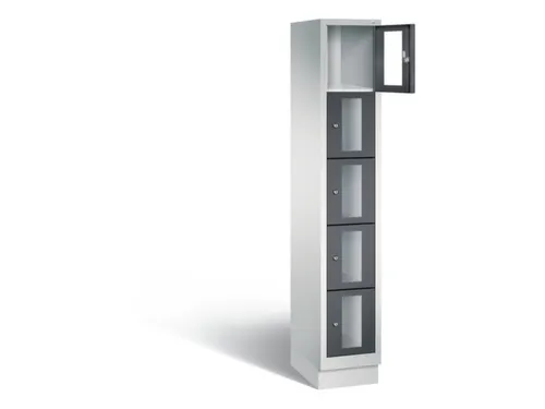 Lockerkast 1800x320x500mm 1x5 vakken Cilinderslot, Sokkel, RAL7021
